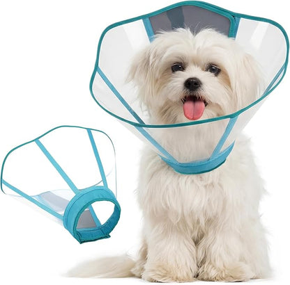 Allroaring Dog Cone, Adjustable Cones for Small Dogs, Soft Dog Cone Collar to Stop Licking, Comfy Pet Recovery Collars & Cones Alternative for After Surgery Wound Healing, Bluegreen S