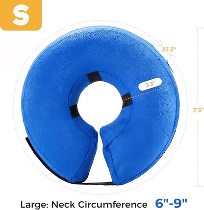 Inflatable Dog Cone for Small Dog Designed for Comfortable Post-Surgical Recovery Ultra-Soft Comfort Unblocked View No Disruption to Dog's Daily Life
