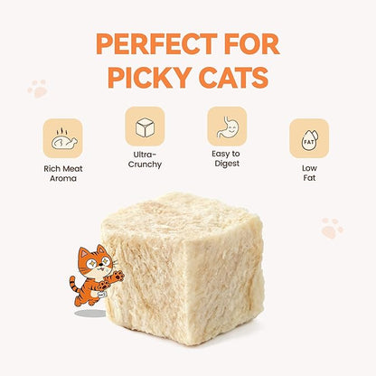 Freeze Dried Chicken Cat Treats, Single Ingredient Healthy Cat Snacks & Food Topper for Picky Cats, High Protein for Cats & Dogs, 9 oz