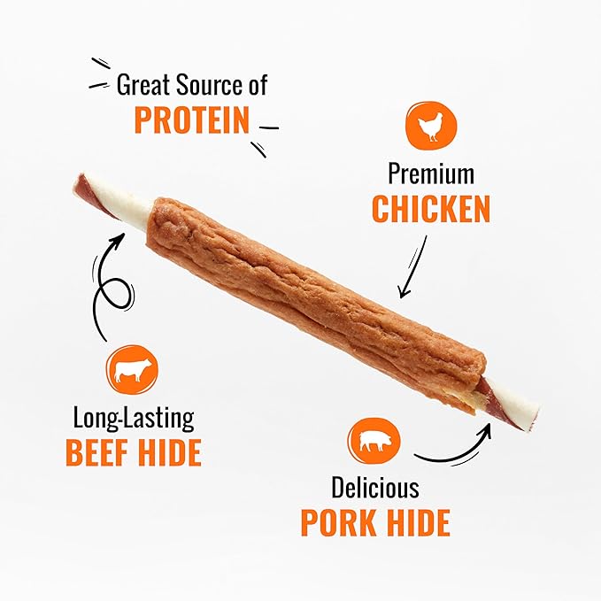 Good ‘n’ Fun Triple Flavor Ribs Chews for All Dogs, 12 Ounces, Treat Your Dog to Long-Lasting Chews Made with Beef Hide, Chicken and Pork Hide