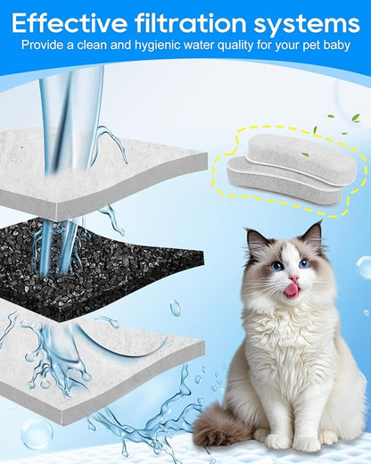 12 Pack Dog Water Fountain Filters Replacement Compatible with W600 Automatic Water Bowl Dispenser, Pet Fountain Charcoal Filters Fit for 205oz/6L Dog Fountain Bowl for Large Dogs