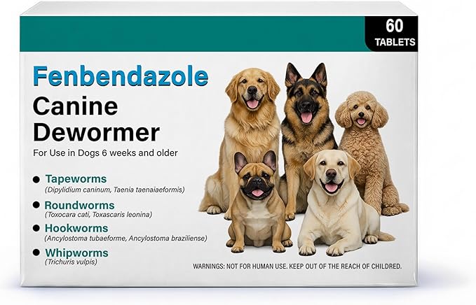 Dewormer for Dogs, (Fenbendazole) for Tapeworms, Roundworms, Hookworms and Whipworms