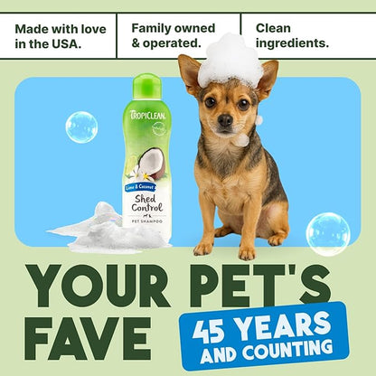 TropiClean Deshedding Cat & Dog Conditioner, Puppy & Kitten Safe, Reduces & Softens Coat, Lime & Coconut Scent, Made in the USA, 1 gallon