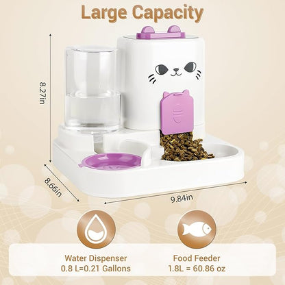 2-in-1 Gravity Pet Feeder & Water Dispenser for Cats Dogs - Large Capacity Cat Food Station with Water Bowl, Travel-Friendly (red)