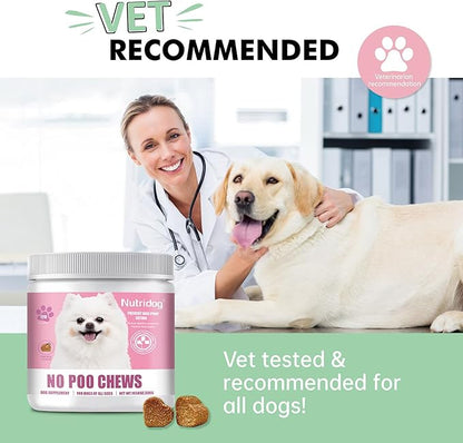No Poo Chews for Dogs - 120 Ct Chicken Flavor - Coprophagia & Stool Eating Deterrent with Probiotics, Digestive Enzymes & Breath Aid - Stop Dog Poop Eating - Gut Health (Chicken)