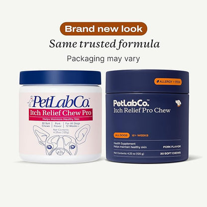 PetLab Co. Itch Relief Chew Pro – Itch Relief Chews for Dogs – Omega 3 for Dogs Itch Supplement - Packed with Beneficial Fatty Acids for Healthy Skin – Seasonal Allergies Support - Packaging May Vary