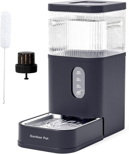 Gardner Pet 2.9 Gallon Automatic Dog Water Bowl Dispenser 11L Gravity Water Feeder with Stainless Steel Bowl & Maifan Stone Filter, BPA-Free for for Cats and Dogs (Grey, 2.9 Gallon)