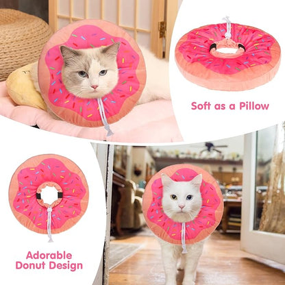 BEAUTYZOO Cat Cone Collars Soft, Cat Recovery E Collars After Surgery to Stop Licking, Adjustable Elizabeth Circle Collar Cute Pet Donut Pillow for Cats Kitten Small Dogs, Pink M