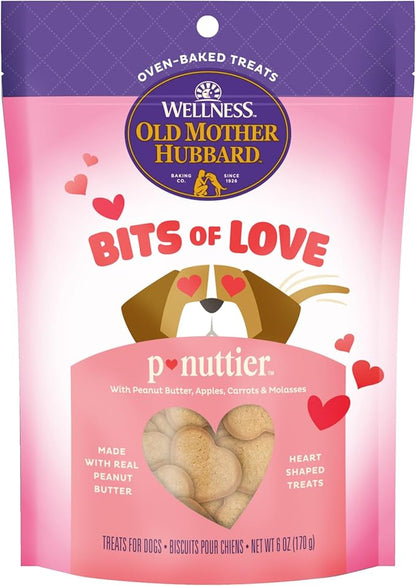 Wellness Old Mother Hubbard Bits of Love P-Nuttier Dog Biscuits, Natural Treats, Valentine's Day, Seasonal, Peanut Butter Flavor, 6 oz Bag