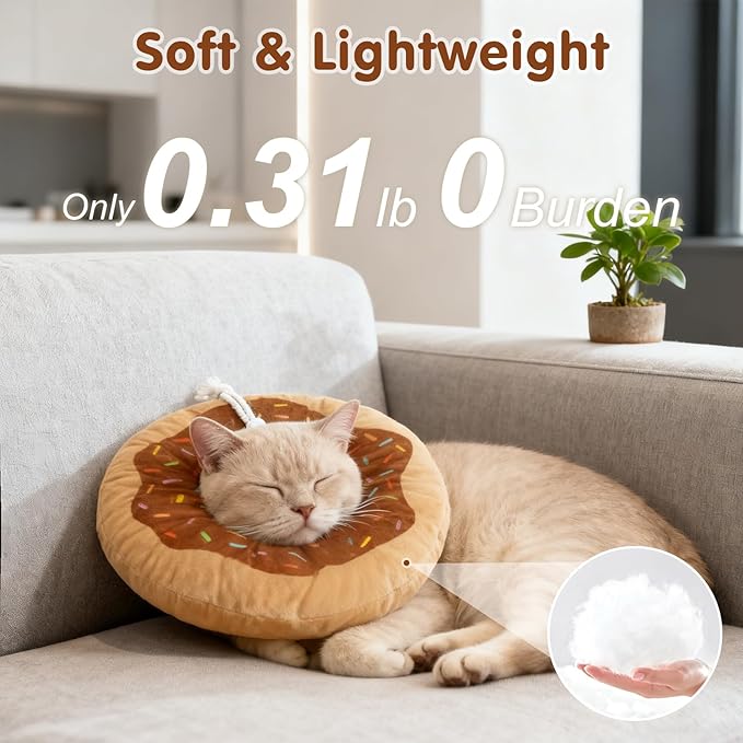 BEAUTYZOO Cat Cone Collars Soft, Cat Recovery E Collars After Surgery to Stop Licking, Adjustable Elizabeth Circle Collar Cute Pet Donut Pillow for Cats Kitten Small Dogs