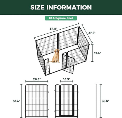 FXW Homeplus Unleashed Indoor Dog Playpen - Stress-Free and Safe Play, Heavy Duty 40 Inch 6 Panels Dog Pen for Medium and Large Dogs, Black│Patented