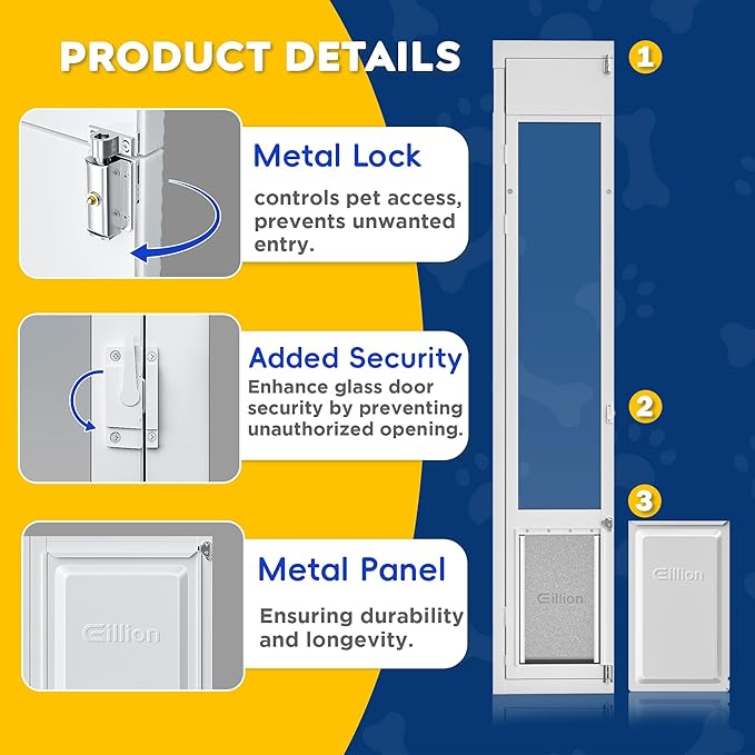 Large Dog Door for Sliding Glass Door,Openable Pet Door for Sliding Glass Doors，All-Metal Framed & Panel & Lock,Adjustable 75 7/8" to 81" Slider Height -Large
