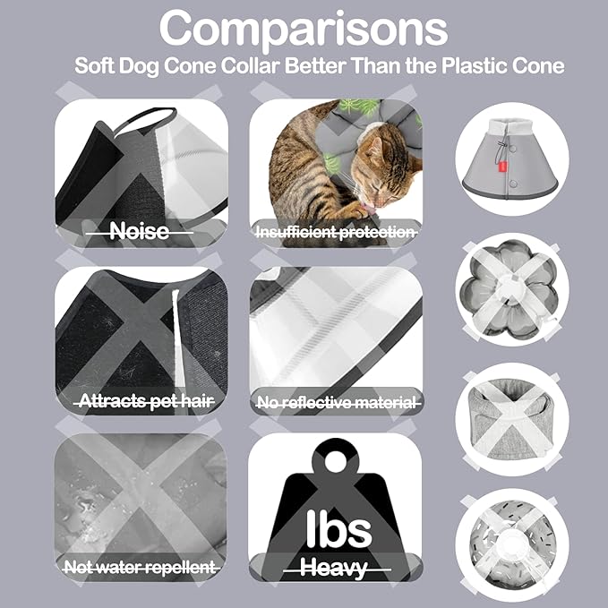 Soft Dog Cone for Small Dogs & Cats, Comfy Dogs Recovery Collar After Surgery, Adjustable E Collar Alternative to Stop Licking, Protective Pets Cones for Pup&Kitty, Comfortable Dog Cones
