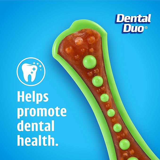 Hartz Chew 'n Clean Dental Duo Dog Treat & Chew Toy, Color Varies, Large, 3 Pack
