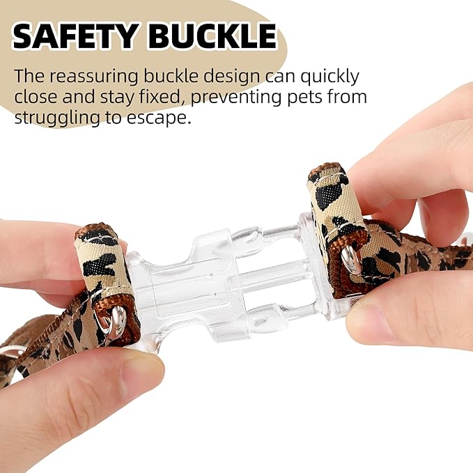 Mile High Life Leopard Dog Harness Collar Leash Set, Adjustable No Pull Dog Halter Harness for Small Breed Dogs, Easy Control for Training Walking (Brown, S Chest 11"-18", Neck 10"-14")