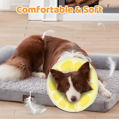 Adjustable Inflatable Dog Cone Collar for Surgery Recovery, Soft Cone for Dogs & Cats, Portable & Washable Dog Donut Collar, Large Cat Cone E Collar (Yellow L)