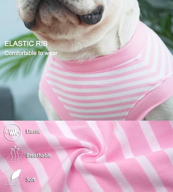 Dog Pink Recovery Suit for X-Small Puppy Female Spay,Cat Male Dog Surgery Suit,Narrow Pink-White XS