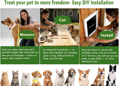 Dog Door Doggy Door Easy Install - Wood & PVC Doors & Walls，Doggie Free Movement & Strong Magnetic Auto-Close & Sliding Lock,Telescoping Frame,8 1/8" x 13 2/5" for Medium Dogs Up to 40 lb