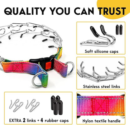 PetJett Prong Collar for Dogs - Choke Collar for Dogs, Pinch Collar for Dog Adjustable No Pull Safety Dog Training Collar for Small Medium Large Breed - Durable Stainless Steel Metal Choker Chain