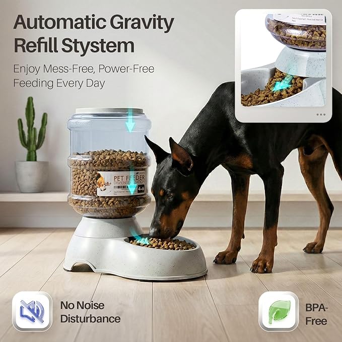 Flexzion Gravity Pet Feeder Food Dispenser (6-12 lb Size) Automatic Replenish Dry Food Storage Container Bowl for Small Medium Breed Dog Cat Animal Feeding Watering Fountain Supplies