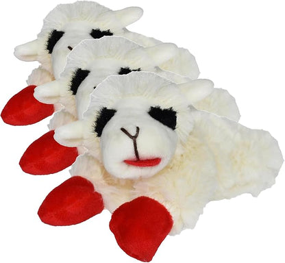 Multipet Lamb Chop Dog Plush Toy - Squeaky Toy for All Dogs - Extra Soft Plush - Stuffed Animal Dog-Toy for Cuddling & Playing - Cute Pet-Toy (6",Cream),(Pack of 3)