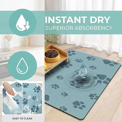 Pet Feeding Mat Dog Cat Food Mat Absorbent No Stains Quick Dry Rubber Bottom Anti-Slip Water Bowl Mats Easy to Clean for Indoor Pet Placemats Water Dispenser Mat