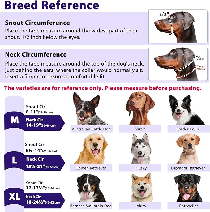 BARKLESS Soft Dog Head Collar, Patented Padded No Pull Head Halter, Training Nose Leash with Safety Link for Medium Large Dogs, Adjustable Muzzle Leash, Easy Control for Walking (L, Purple)