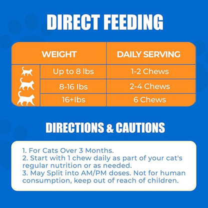 Just Try 300 Bites Skin and Coat Healthy Cat Vitamins for Indoor Cats Omega 3 for Cats Salmon Oil Supplements- Cat Itchy Skin Relief