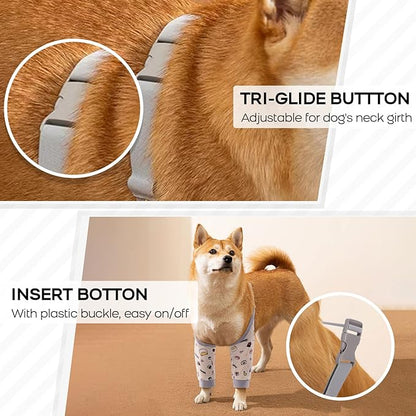 ROZKITCH Dog Surgery Leg Sleeve for Front Legs, Pet Prevent Licking Wound Elbow Knee Protector, Dog Leg Sleeve to Stop Licking Cone Collar Alternative for Sprain ACL CCL Arthritis Cute Dog L