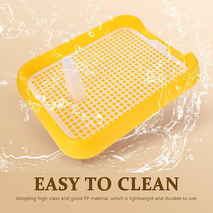 Indoor Dog Potty Tray - Mesh Dog Training Toilet Plastic Potty Tray Puppy Toilet -Slide Training Holder for Small and Medium s (Yellow)