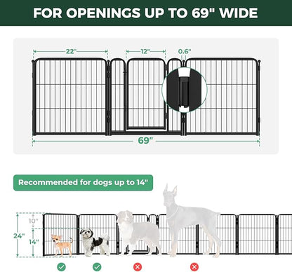 FXW Dog Gate Extra Wide Designed for Indoor Use, Adjustable Width Up to 69-inch Wide (24" H 3 Wire Panels for Puppies and Small Dogs), Black