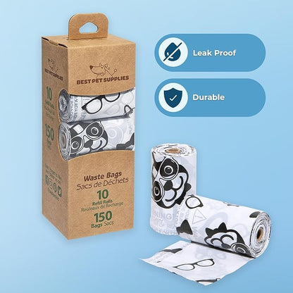 Best Pet Supplies Dog Poop Bags (240 Bags) for Waste Refuse Cleanup, Doggy Roll Replacements for Outdoor Puppy Walking and Travel, Leak Proof and Tear Resistant, Thick Plastic - White
