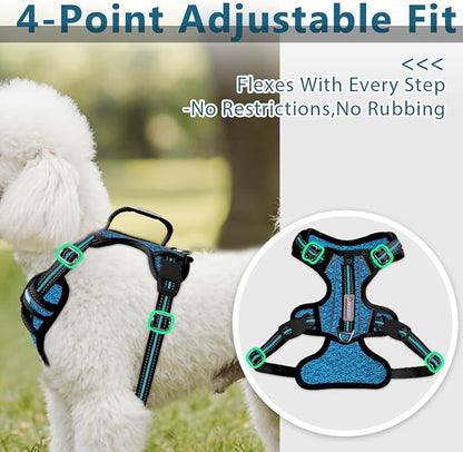 BARKBAY Dog Harness No Pull with ID Tag Pocket - Heavy Duty, Reflective, Easy Control for Small Dogs(Blue/Black,S)