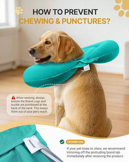 MIDOG Soft Inflatable Dog Cone - Comfortable Alternative After Surgery that Doesn't Block Vision, Patented Donut Recovery Collar Prevents Licking for Large & Medium Dogs (M)