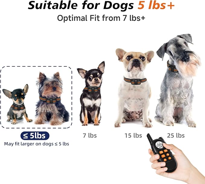 Tiniest Dog Shock Collar, Lightest Dog Training Collar with Remote for Small Dogs 5-30lbs & Medium Large Dogs/Puppies, Waterproof, Rechargeable, 1300ft Range (Orange&Ultra Tiny)
