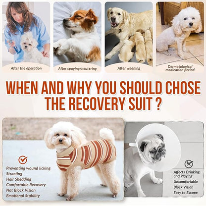 SlowTon Dog Recovery Suit - Surgery Recovery Suit for Female Male Dogs, Dog Onesie After Spay Abdominal Wounds, E-Collar Cone Alternative Prevent Licking Pet Surgical Suit(Brown,S)