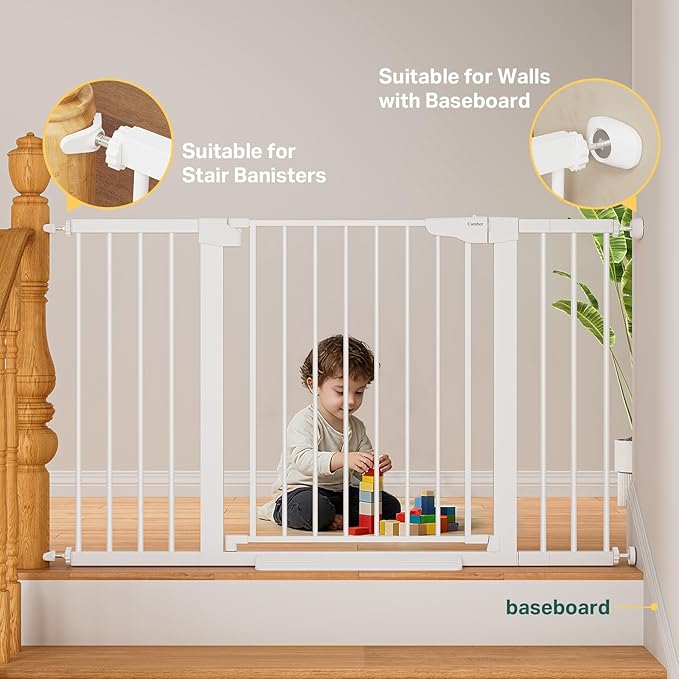 Cumbor 2 Pack 40.6" Wide Auto Close Baby Gate & Cumbor 2 Pack 51.5" Wide Dog Gate, Durable Child Gate for Stairs, Doorways, Easy Walk Thru Dog Gate for House for Doorways