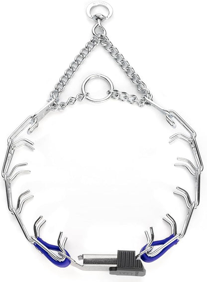 Herm Sprenger Chrome Plated Steel Dog Collar with Quick Release ClicLock Buckle and Biothane Insert Training Collar for Dogs Made in Germany (Blueberry Royal, 16in x 2.25mm(Neck Size up to 13-14in))