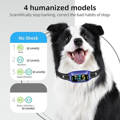 FAFAFROG Dog Bark Collar, Rechargeable Smart Collar, Anti Barking Training Collar with 5 Adjustable Sensitivity Beep Vibration, Bark Collar for Large Medium Small Dogs (Purple)