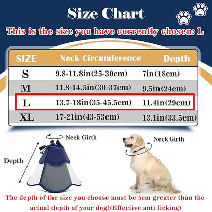 Hard & Heavy Plastic Dog Cone Collar Alternative for Lab Golden GSD (Small&Medium Sized) After Surgery, Large Adjustable Recovery Cone Anti-Lick, Elizabethan Protective Cone of Shame for Healing