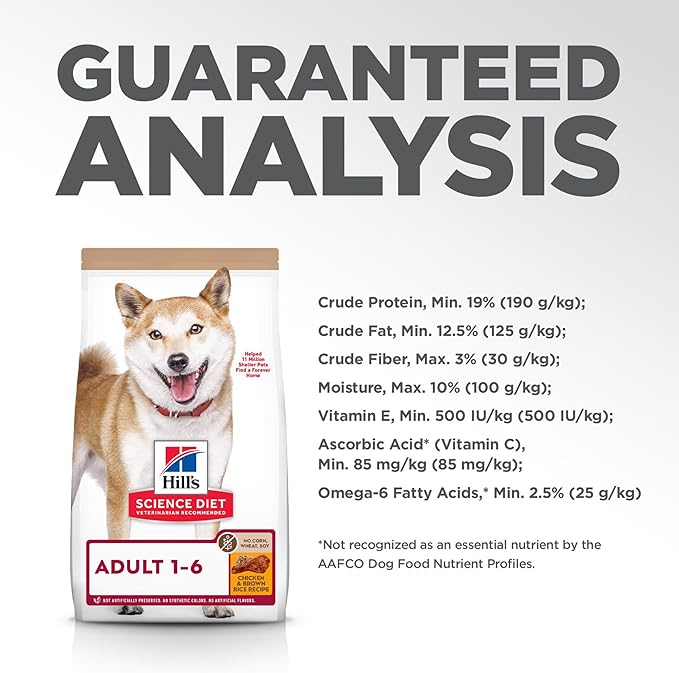 Hill's Science Diet Adult 1-6 No Corn, Wheat or Soy Dry Dog Food, Chicken, 15 lb. Bag