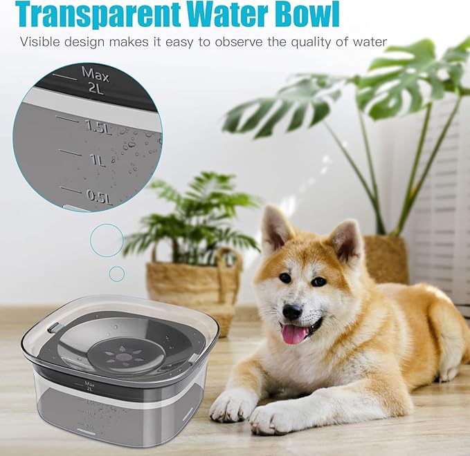 UPSKY 70oz Dog Water Bowl 2L No Spill Dog Bowls Large Capacity Spill Proof Slow Water Feeder, No Splash Dog Bowl Pet Water Dispenser Vehicle Carried Travel Slow Drinking Bowls for Messy Drinkers, Cats