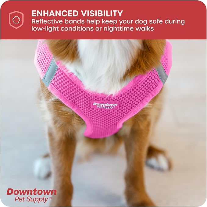 Downtown Pet Supply Step in Dog Harness No Pull, XX-Large, Pink - Adjustable Harness with Padded Mesh Fabric and Reflective Trim - Buckle Strap Harness for Dogs
