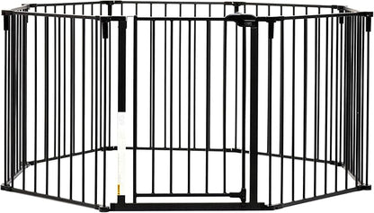 Regalo Safety 192" Super Wide Baby Gate & Play Yard, 2-in-1 Convertible Extra Wide Safety Barrier, Hardware Mounted for Toddlers & Pets, Tested & Safe for 30 Years, American Designed & Owned, Black