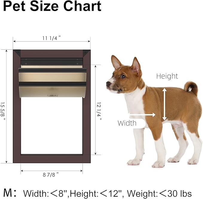 Rescumascer Aluminum Medium Dog Door for Door, Doggie Door with Two Sliding Lock Panels for Extreme weathter, Dog Door for Medium Dogs up to 30lbs