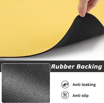 HotLive Dog Food Mat - Absorbent Cat Mat for Food and Water, No Stains Pet Feeding Bowl Mat, Easy to Clean Pet Placemats, Quick Dry Dog Water Dispenser Mat for Messy Drinkers | Yellow 24"x36"