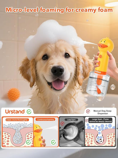 Dog Foaming Soap Dispenser, Automatic Electric Dog Shampoo Foamer Sprayer, Rechargeable Ducky Foaming Dog Shampoo Sprayer for Dog and Cat Bathing, Bathroom, Kitchen, Pet Cleaning