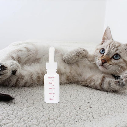 COHEALI 3Pcs Small Plastic Pet Nursing Bottles with Supple Pointed Nipples Portable Milk Feeders for Newborn Puppies and Kittens Reusable Clean Feeding Bottles with Clear Scale Lines