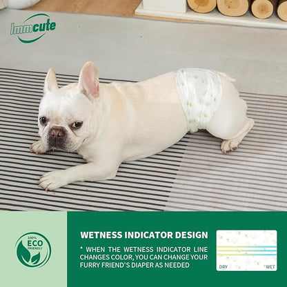 IMMCUTE Disposable Male Dog Diapers 100 Ct, Male Dog Wraps with Wetness Indicator, Adjustable Puppy Diapers Male for Medium Dogs
