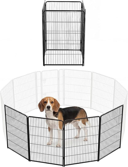 DUMOS Dog Playpen Indoor, Metal 40 Inch 4 Panels Foldable Pet Fence with Door, Outdoor Small Medium Large Dog Puppy Portable Exercise Play Pen for RV Camping, Trips, Play Yard